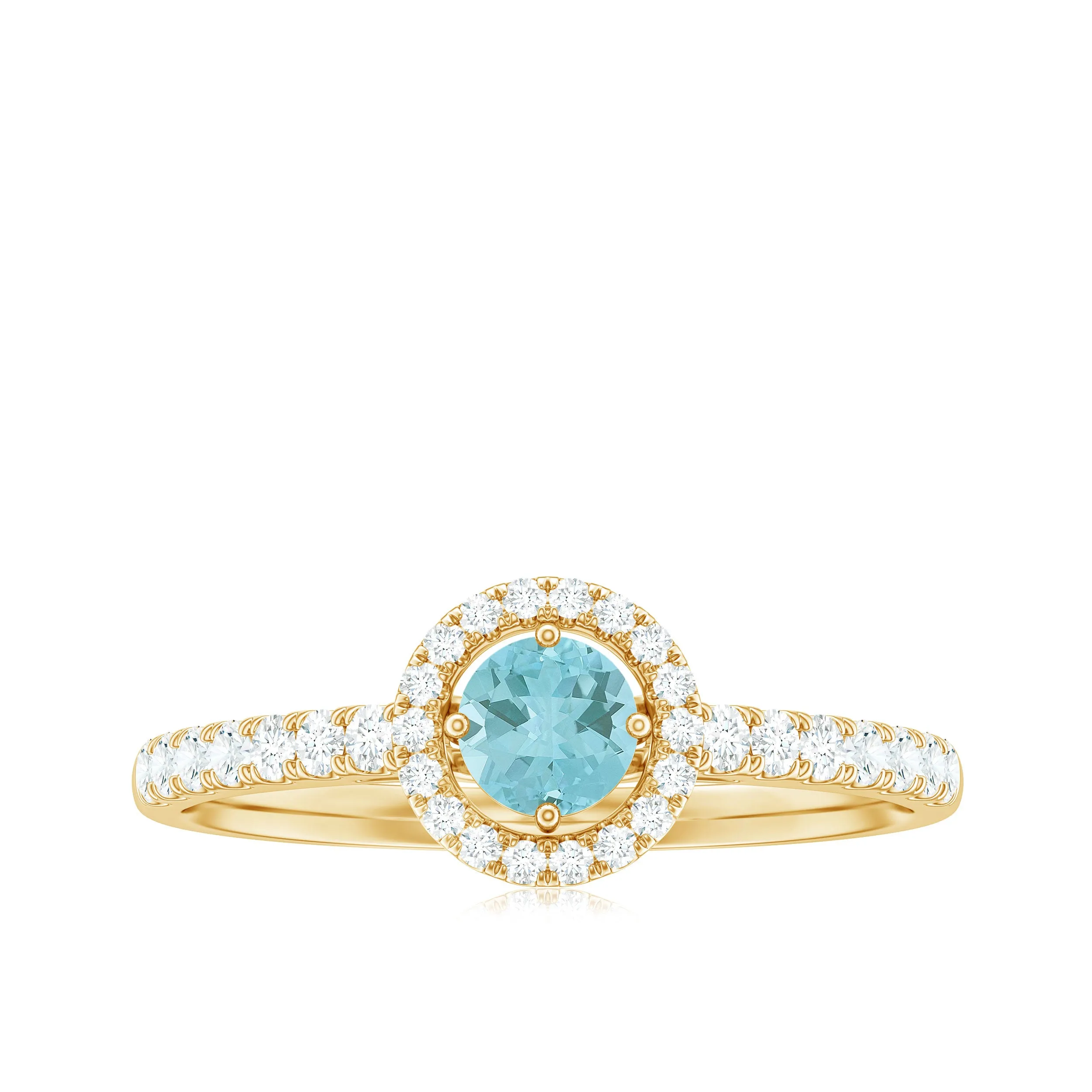 0.75 CT Diamond Halo Engagement Ring with Sky Blue Topaz