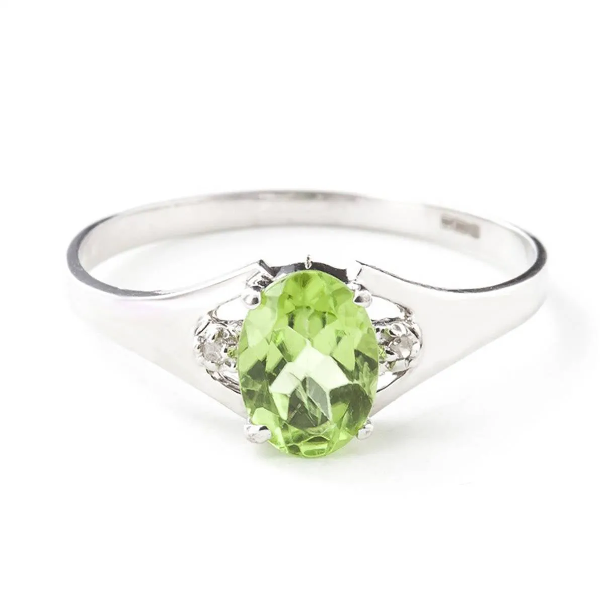 0.76 Carat 14K Solid White Gold Stands For Something Peridot Diamond Ring