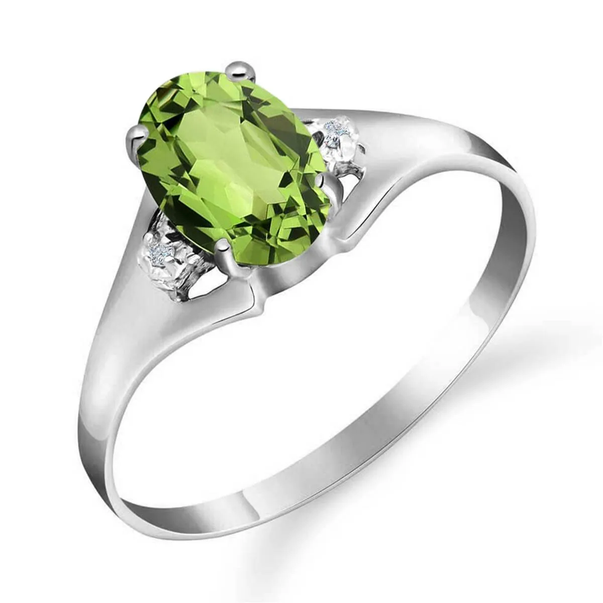 0.76 Carat 14K Solid White Gold Stands For Something Peridot Diamond Ring