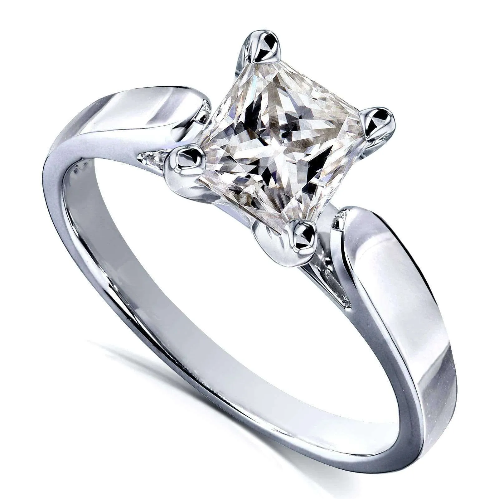 0.9ct Princess Moissanite Solitaire Ring