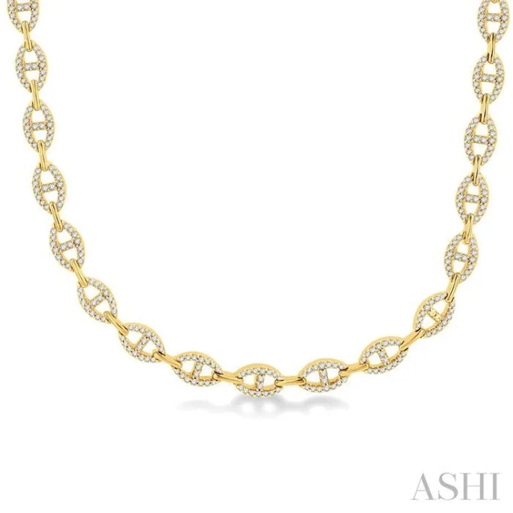 1 1/2 ctw Divided Open Link Round Cut Diamond Necklace in 14K Yellow Gold