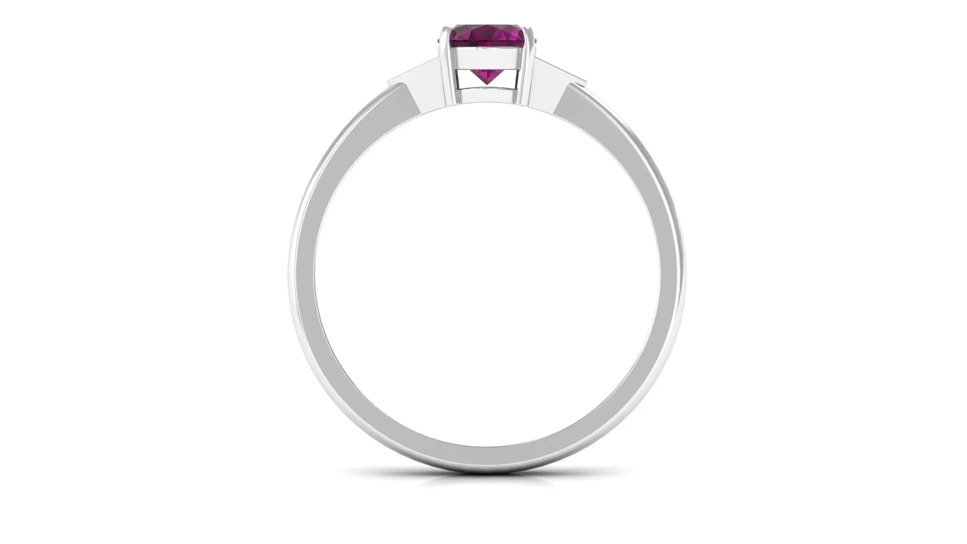 1 CT Oval Rhodolite Solitaire Ring with Diamond Accent