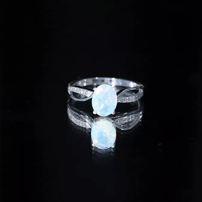 1.25 CT Oval Cut Ethiopian Opal Solitaire Ring with Diamond