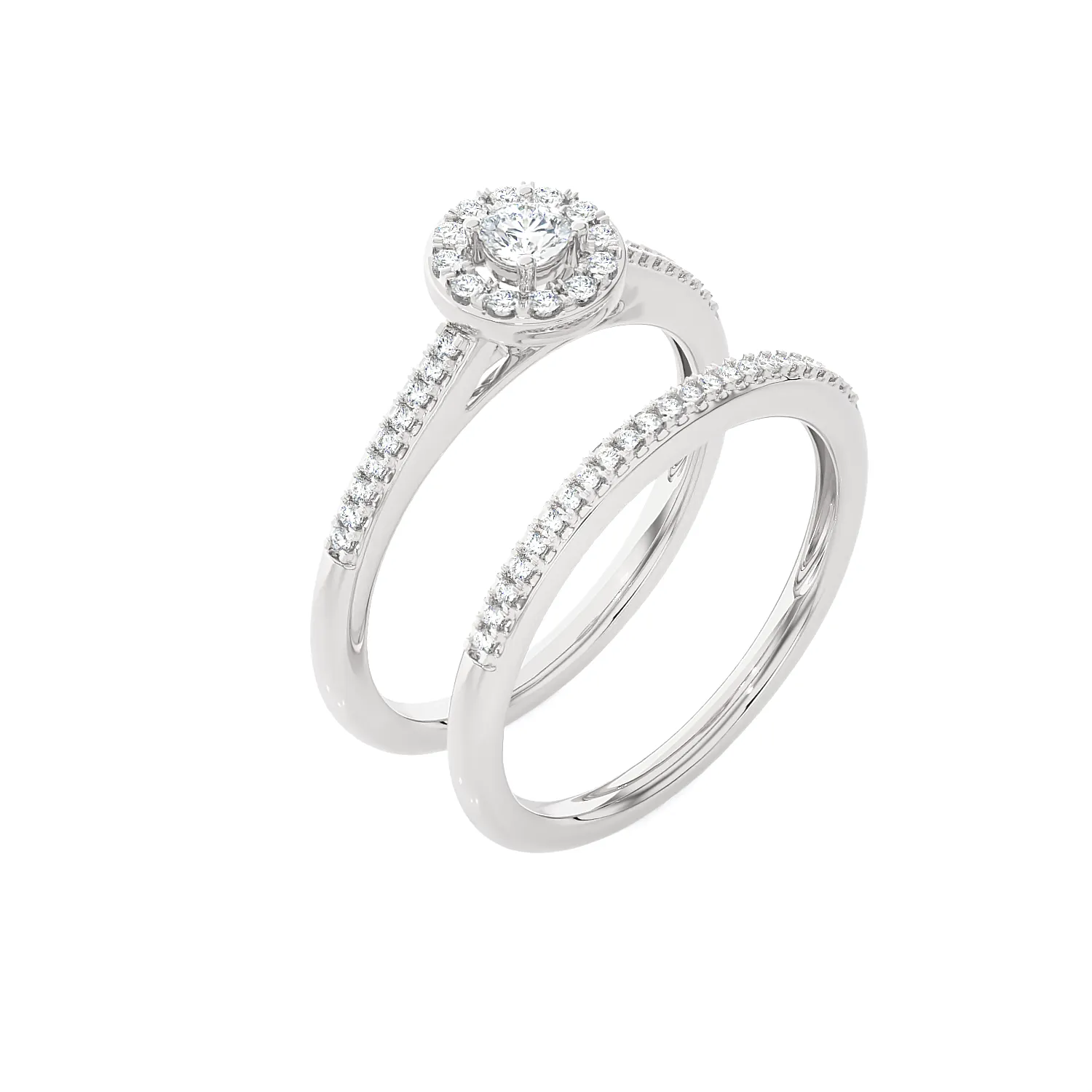 1/3 ctw Round Lab Grown Diamond Halo Bridal Set Ring