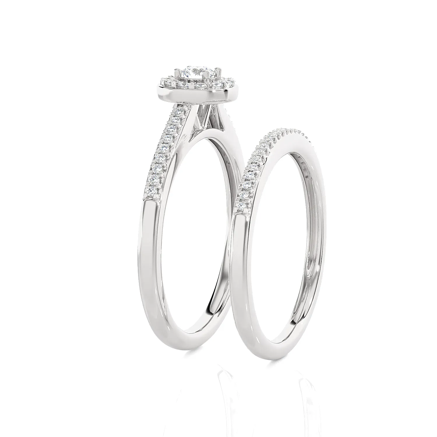 1/3 ctw Round Lab Grown Diamond Halo Bridal Set Ring