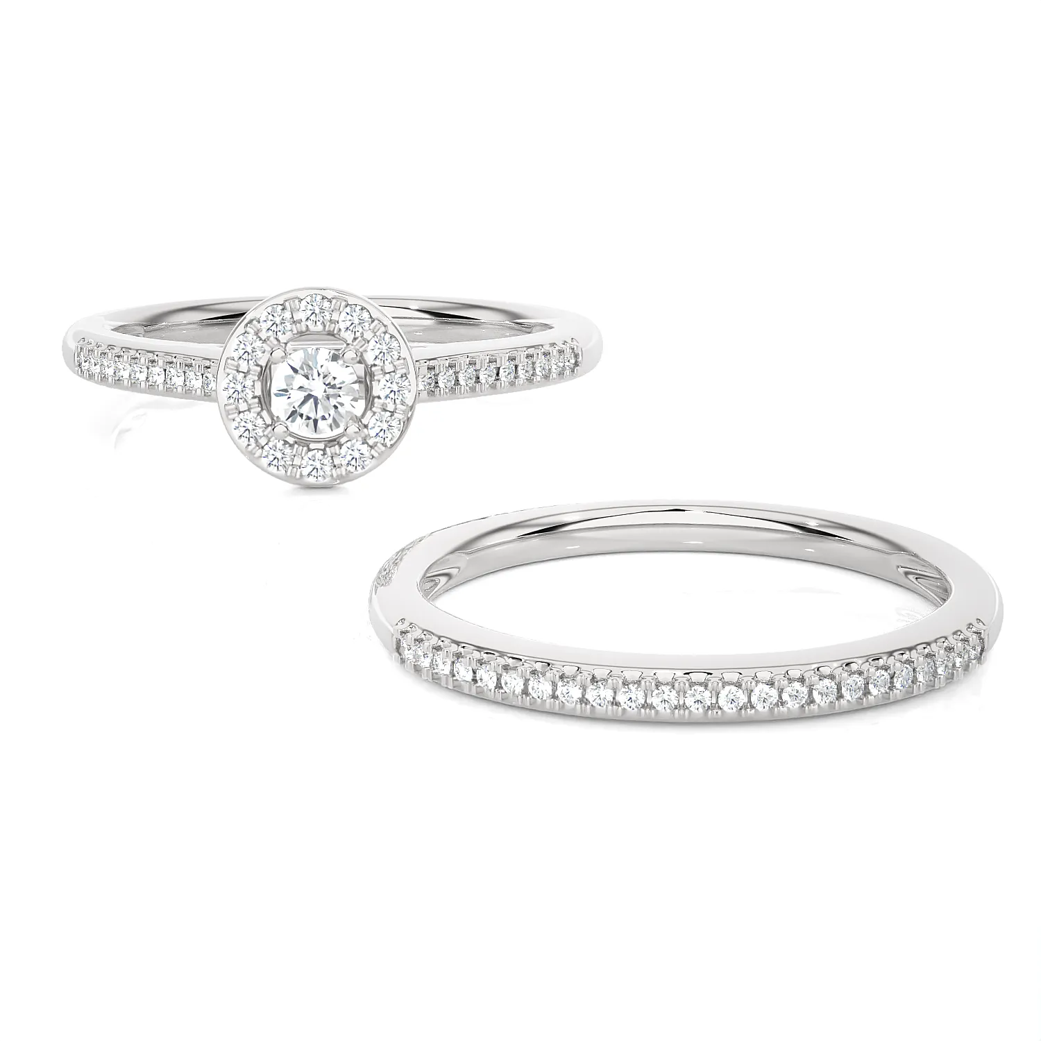 1/3 ctw Round Lab Grown Diamond Halo Bridal Set Ring