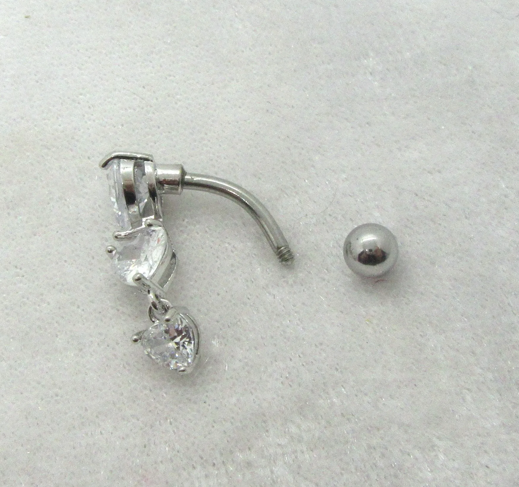 14G Gold Silver Heart Reverse Top Down Heart Belly Ring Hoop Belly Piercing Reverse Belly Bar Barbell