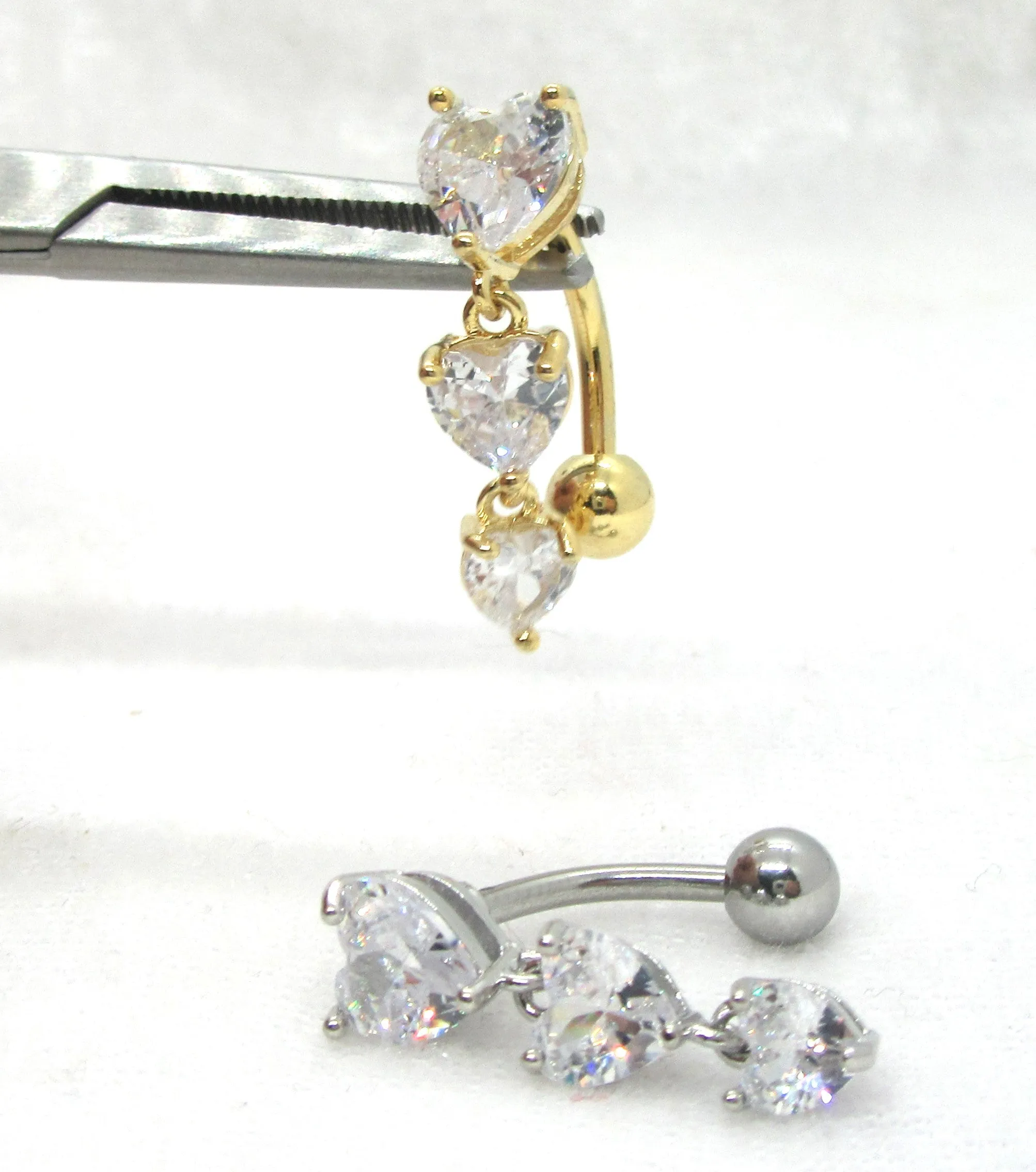 14G Gold Silver Heart Reverse Top Down Heart Belly Ring Hoop Belly Piercing Reverse Belly Bar Barbell