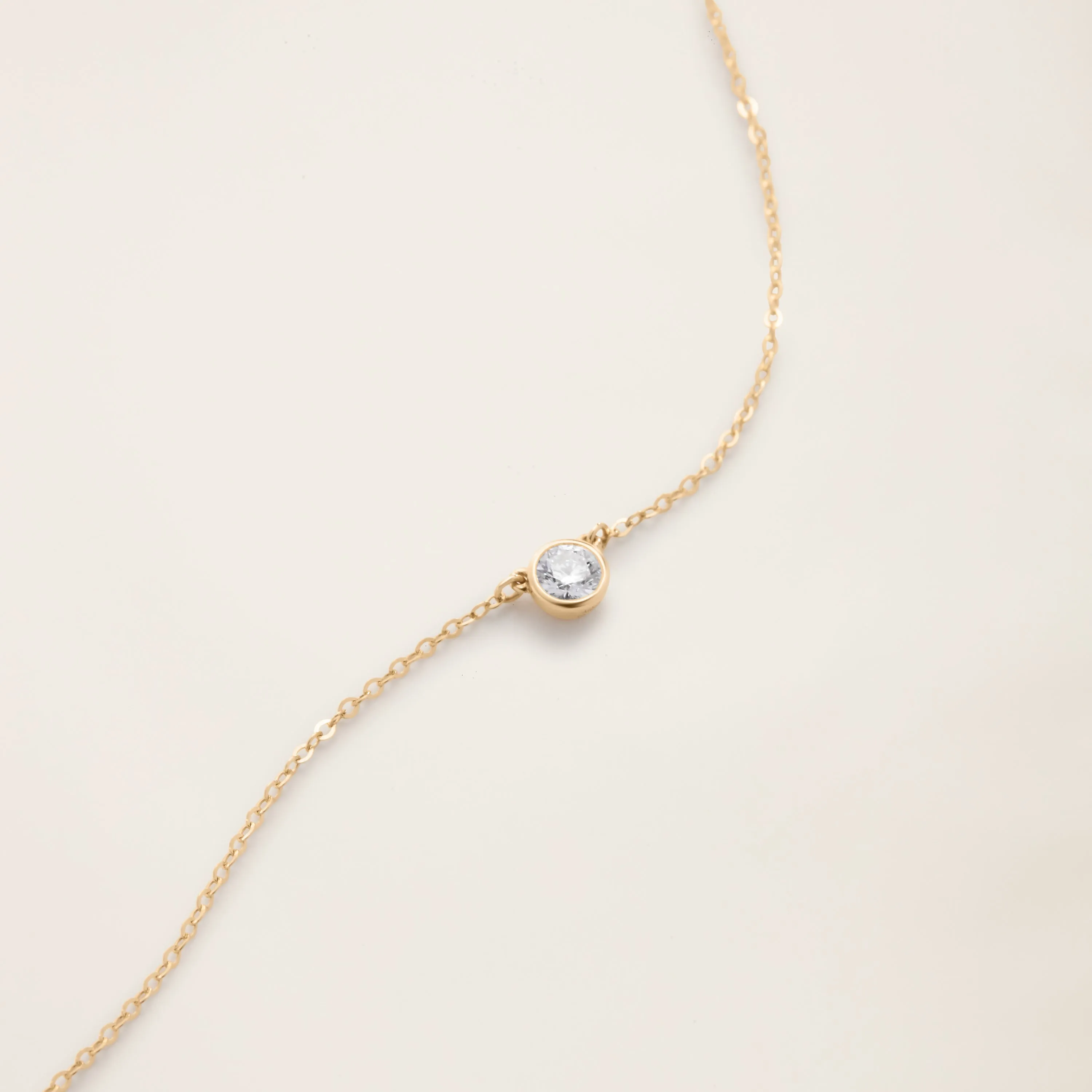 14k Solid Gold Diamond Solitaire Bezel Necklace