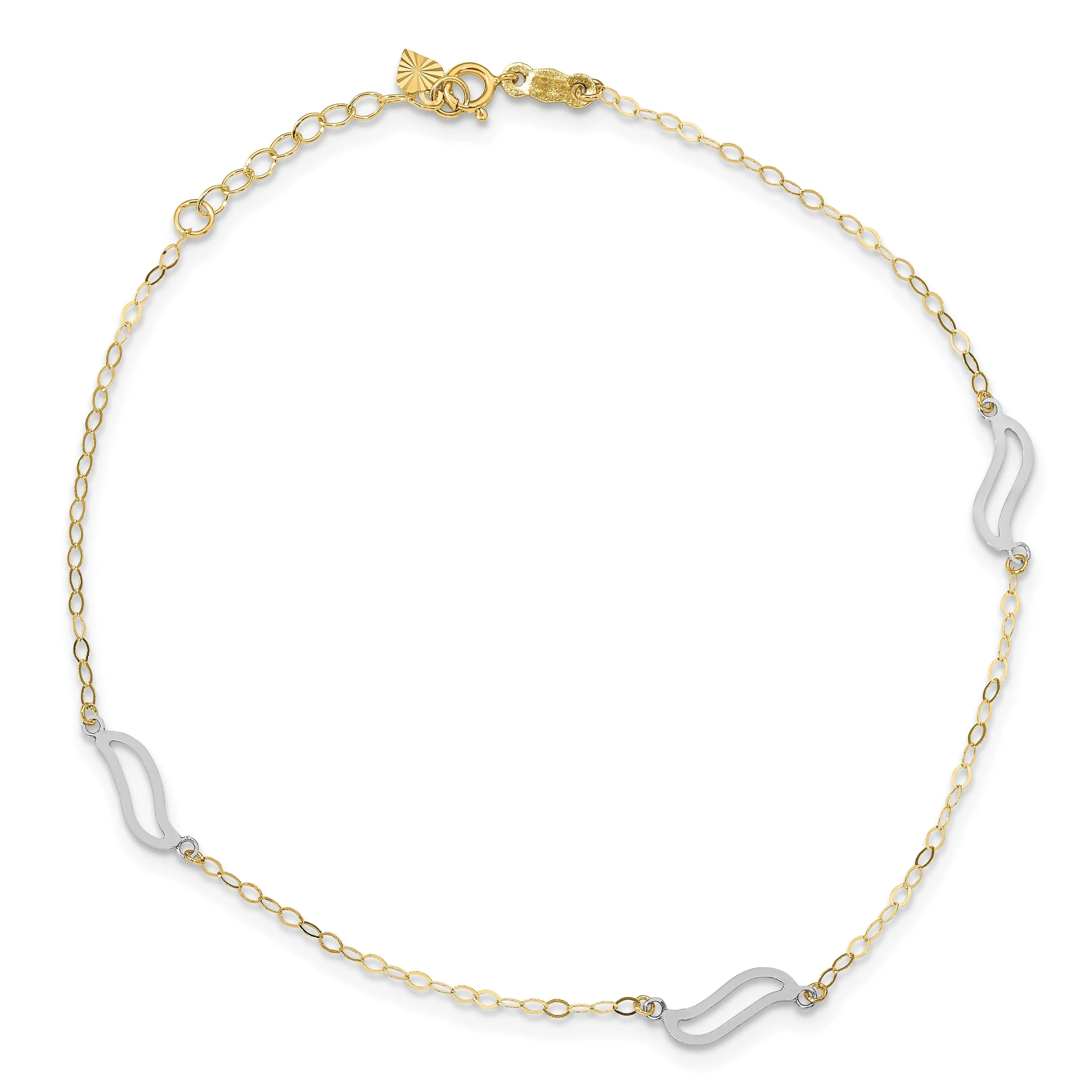 14k Tri-Color Gold with Open S Links Anklet