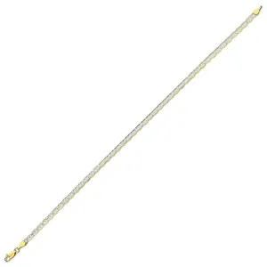 14K Two Tone White Pave Marina Anklet, 4.1mm (14K-WPM100-10)