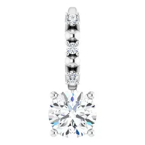 14K White Gold Imitation Diamond & .01 CTW Natural Diamond Charm/Pendant