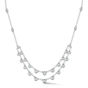 14K White Natural Diamond 16 inch Necklace