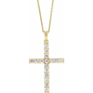 14K Yellow 1/10 CTW Natural Diamond Cross 18" Necklace