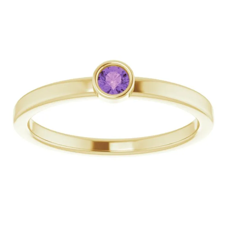 14K Yellow 3 mm Natural Amethyst Ring