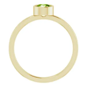 14K Yellow 5 mm Natural Peridot Ring