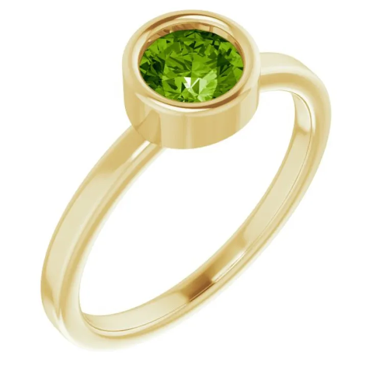 14K Yellow 5.5 mm Natural Peridot Ring