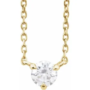 14K Yellow Gold 1/5 CTW Natural Diamond Solitaire 16-18" Necklace