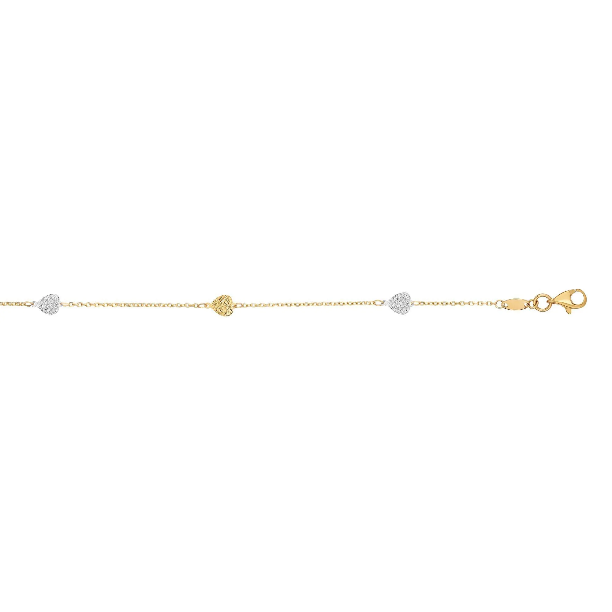 14K Yellow Gold Yellow   White Gold Heart on Link Anklet