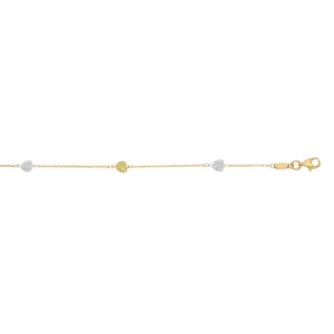 14K Yellow Gold Yellow   White Gold Heart on Link Anklet