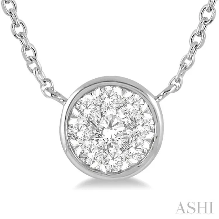 1/6 Ctw Round Shape Lovebright Diamond Necklace in 14K White Gold