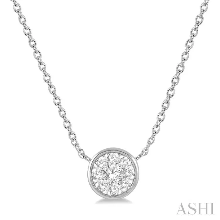 1/6 Ctw Round Shape Lovebright Diamond Necklace in 14K White Gold