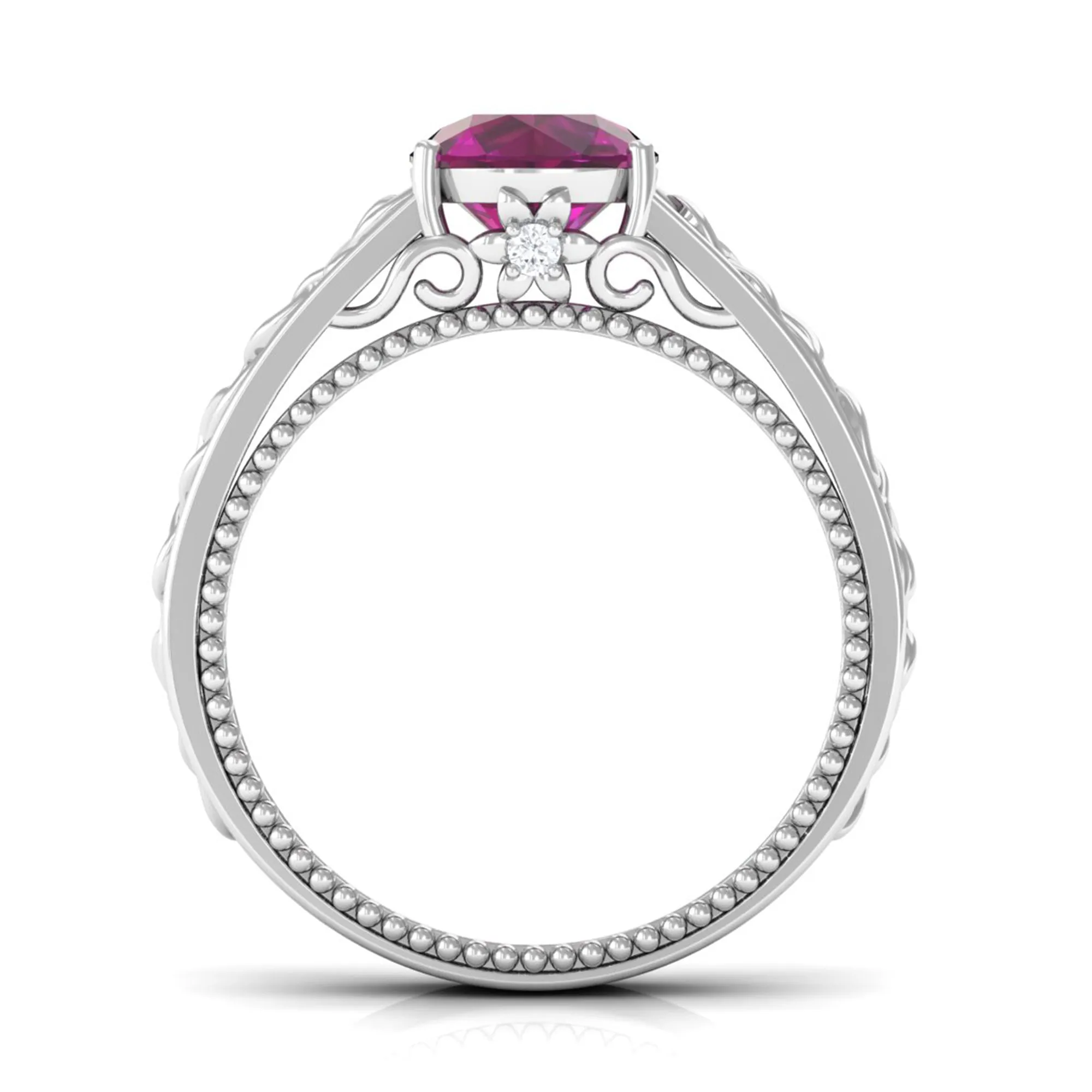 1.75 CT Rhodolite Solitaire Celtic Engagement Ring with Diamond