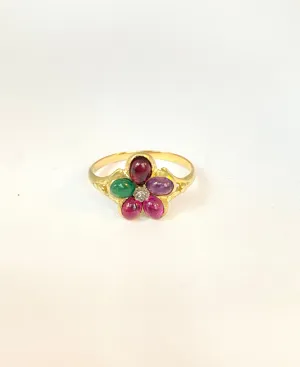 18ct Gold, Antique Victorian 'Regard' Acrostic, Multigem Pansy Ring