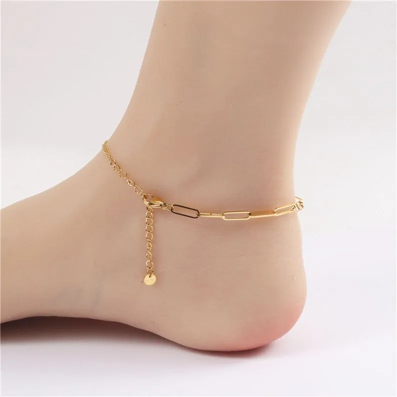 18K Gold-Filled Rectangle Link Chain Anklet