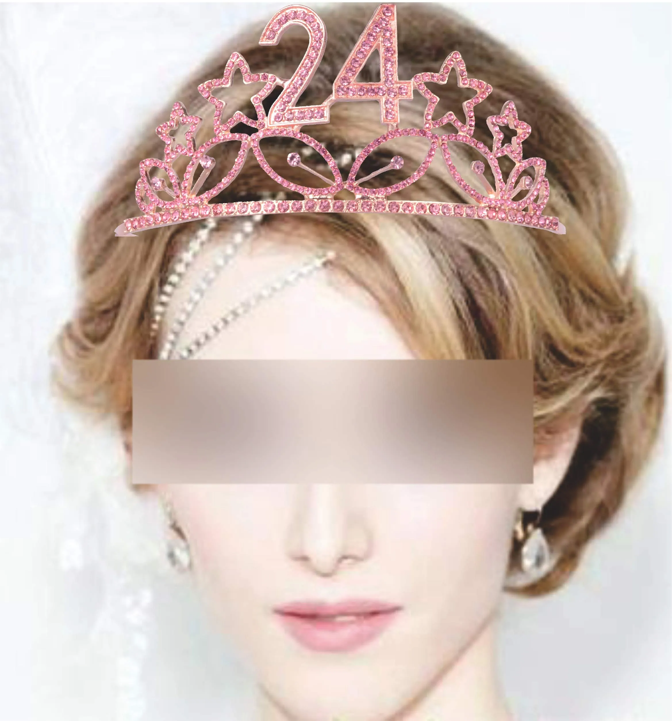 24th Birthday Gifts for Women, 24th Birthday Tiara and Sash pink, Happy 24th Birthday