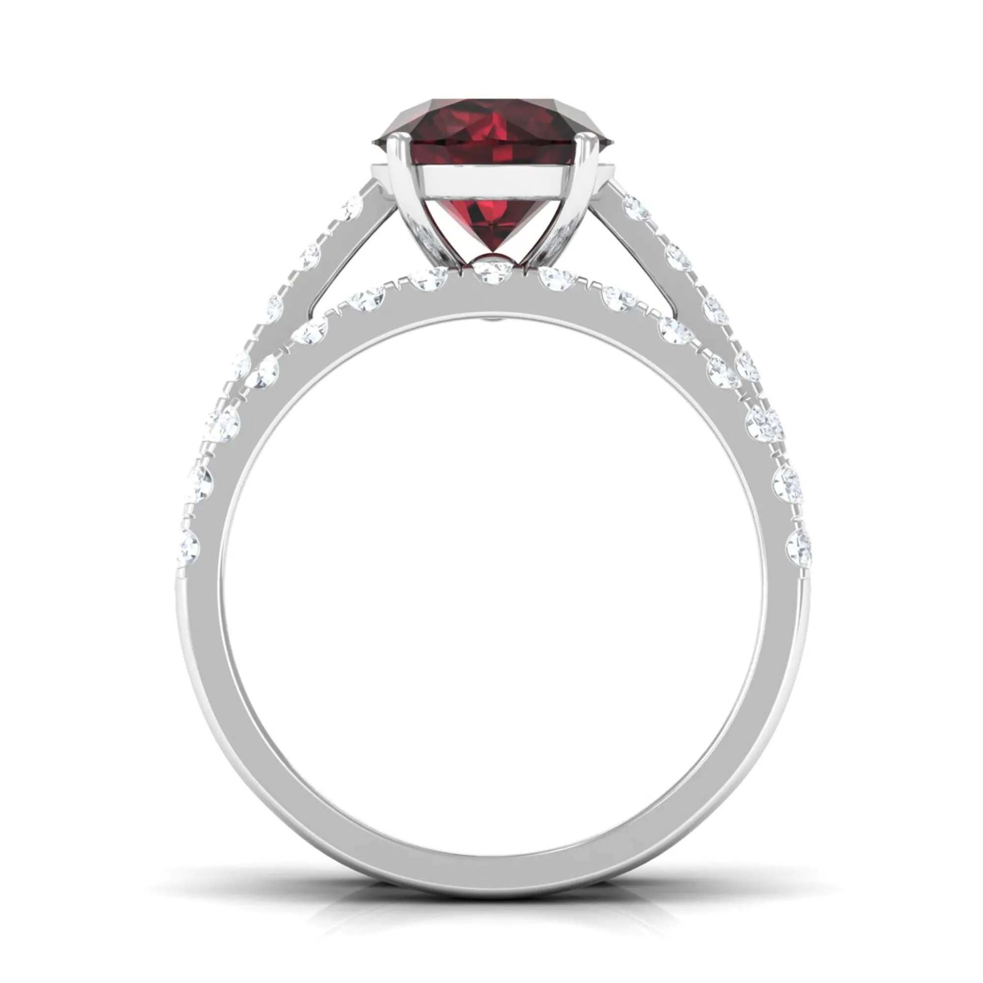 2.75 CT Solitaire Garnet Engagement Ring Set with Diamond