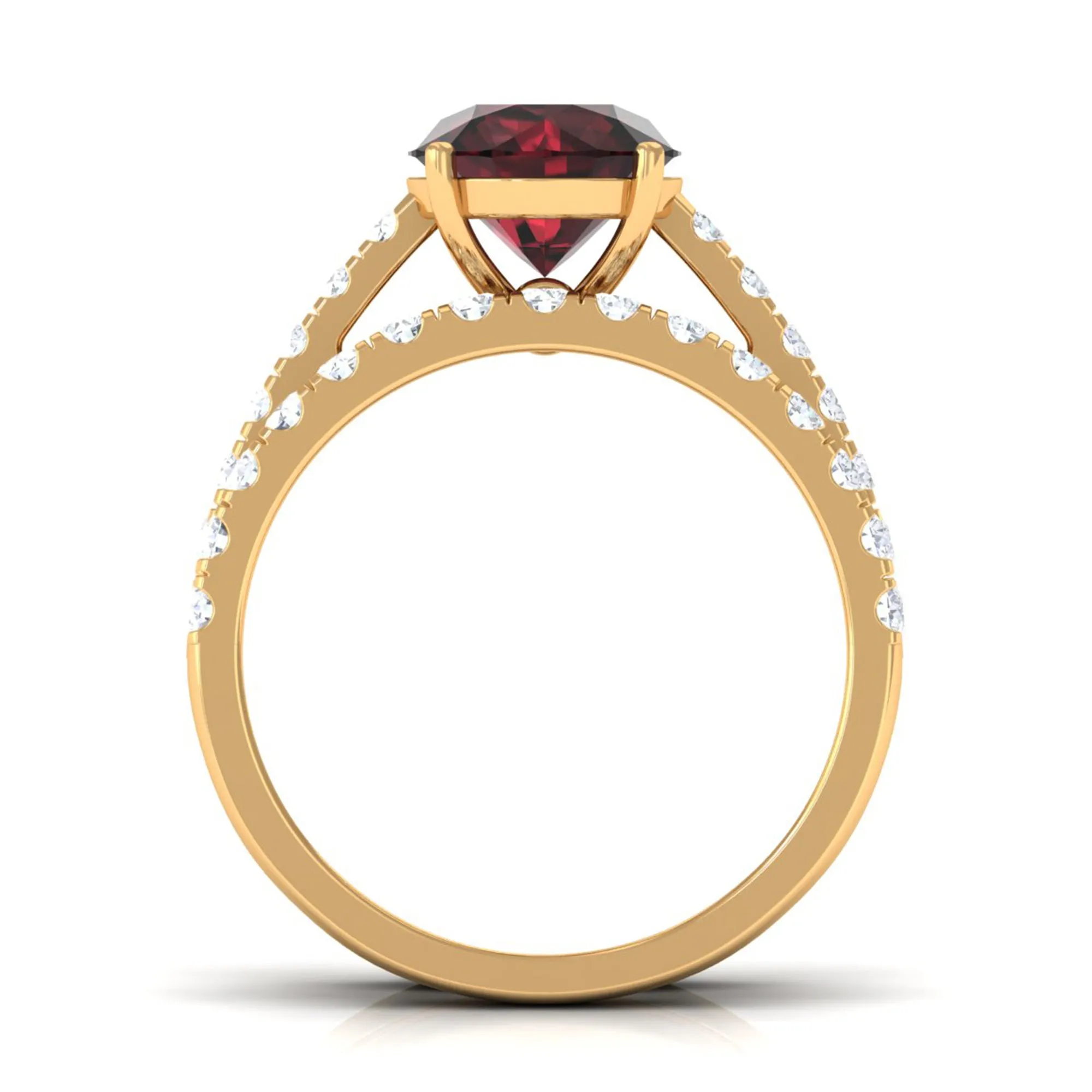 2.75 CT Solitaire Garnet Engagement Ring Set with Diamond