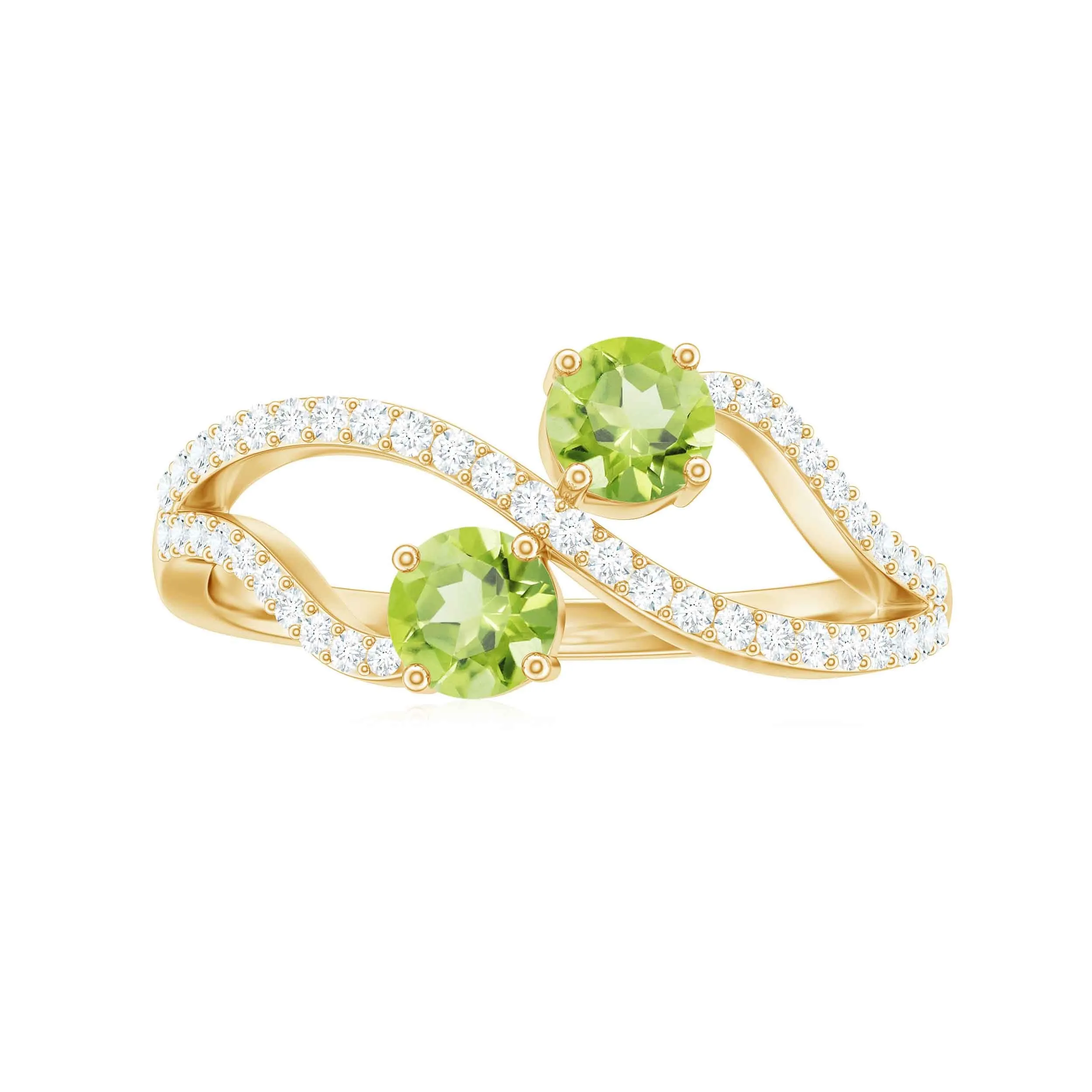 3/4 CT Minimal Peridot and Diamond Engagement Ring