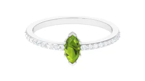 3/4 CT Peridot Promise Ring with Diamond Accent