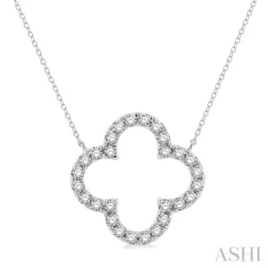 3/4 ctw Clover Round Cut Diamond Necklace in 14K White Gold