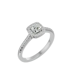 3/4 ctw Emerald-Cut Lab Grown Diamond Halo Engagement Ring