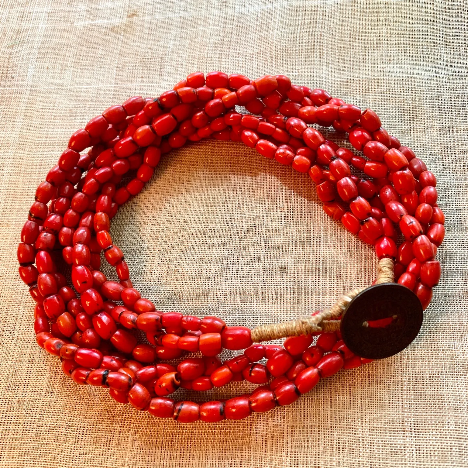 4-Strand Coral Glass Naga Necklace