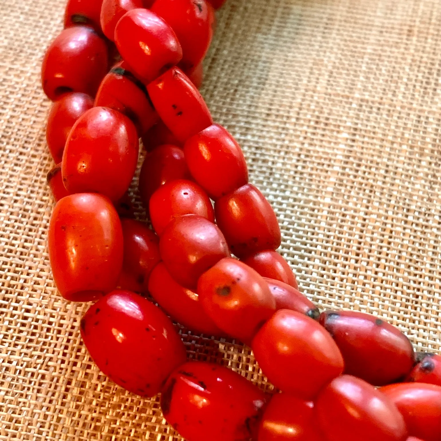 4-Strand Coral Glass Naga Necklace