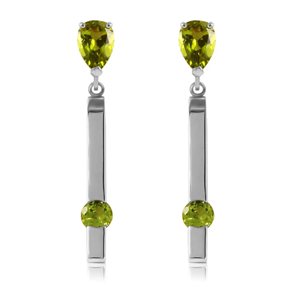 4.25 Carat 14K Solid White Gold Indestructible Peridot Earrings