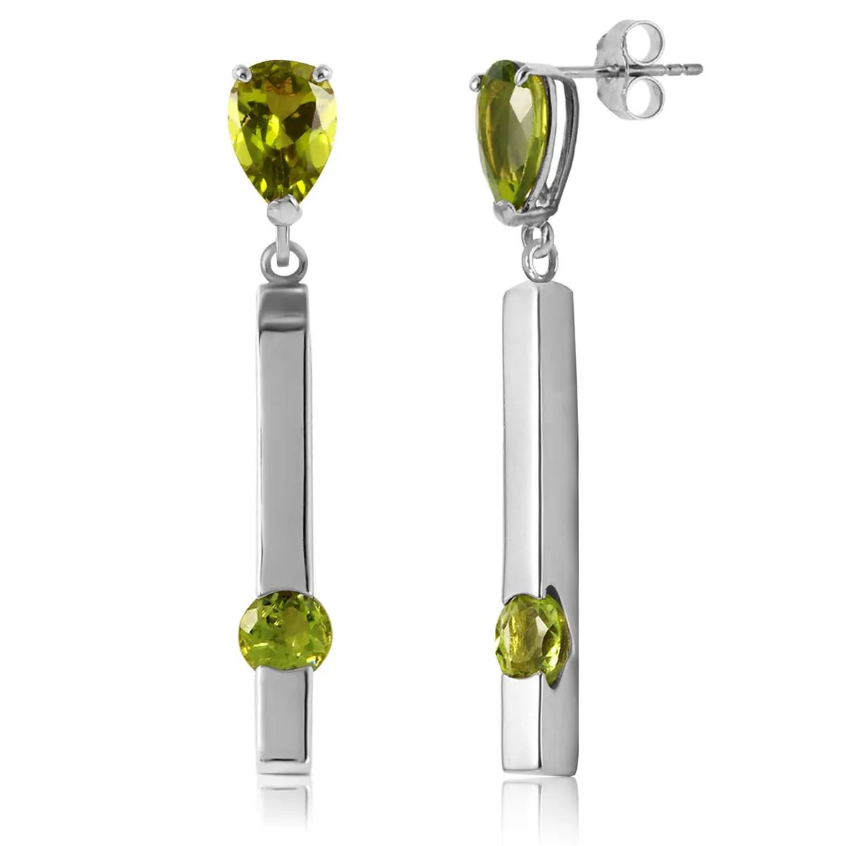 4.25 Carat 14K Solid White Gold Indestructible Peridot Earrings