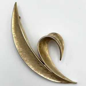 50s/60s Crown Trifari Gold Tone Leaf Brooch