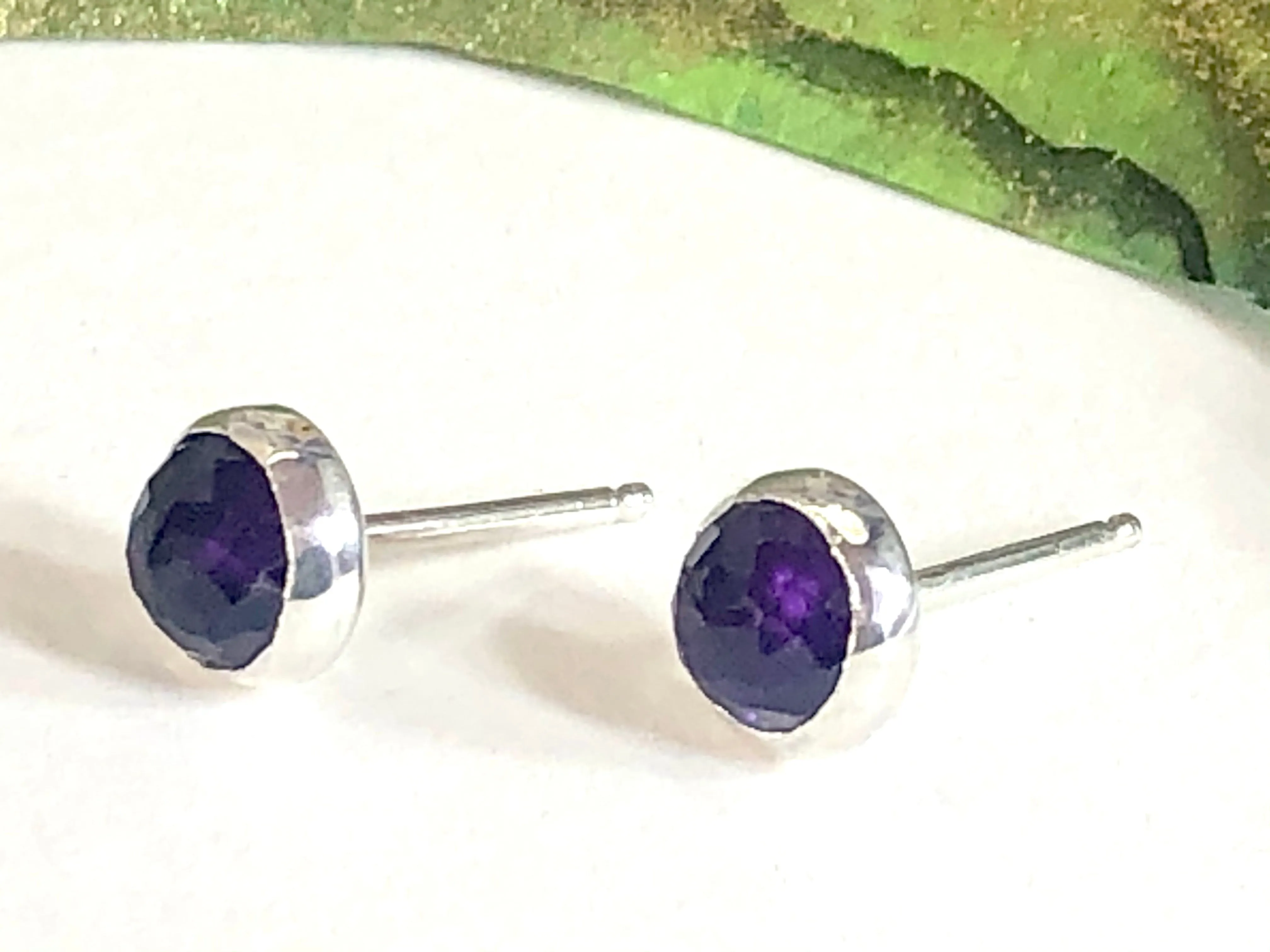 6mm Amethyst Rose Cut Studs