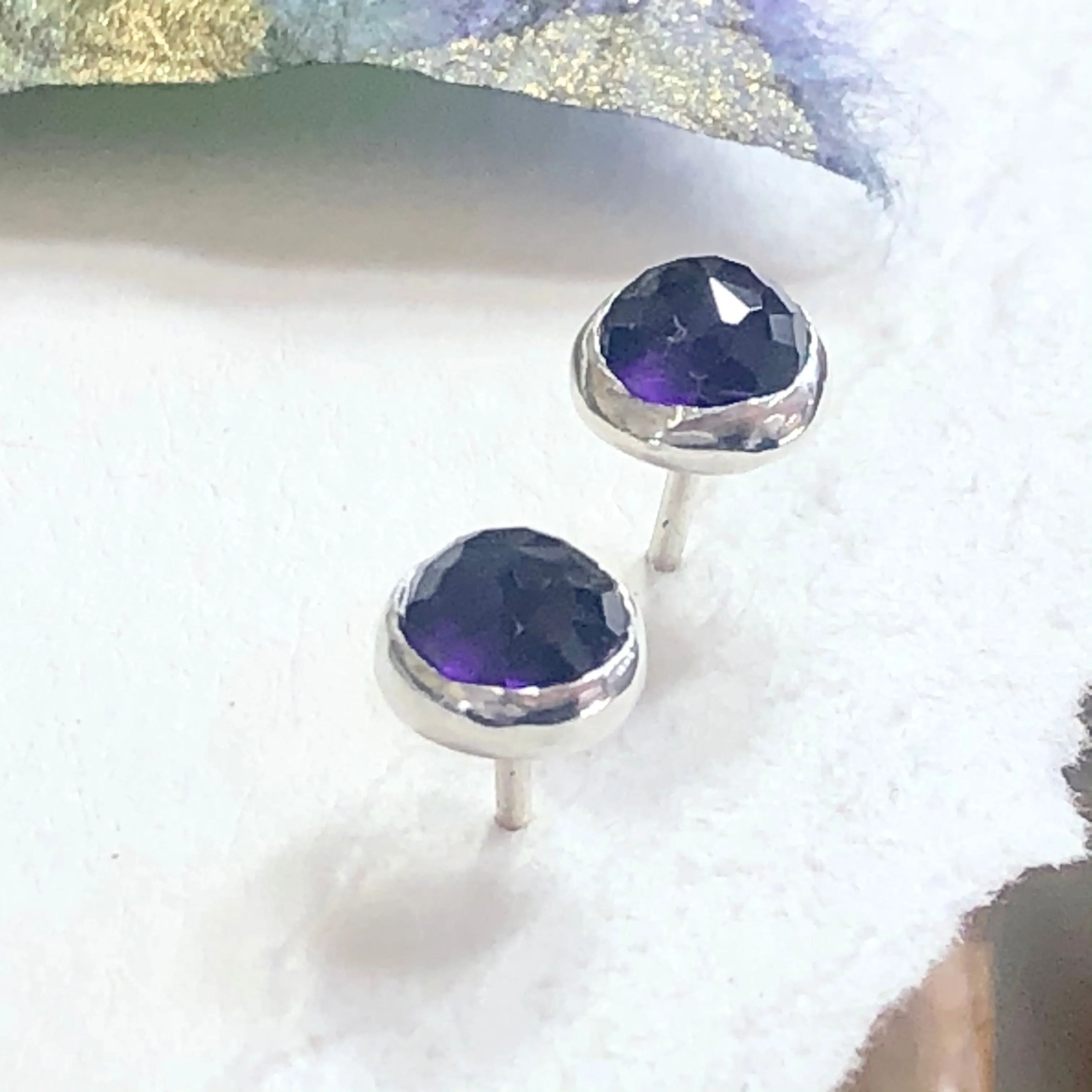 6mm Amethyst Rose Cut Studs