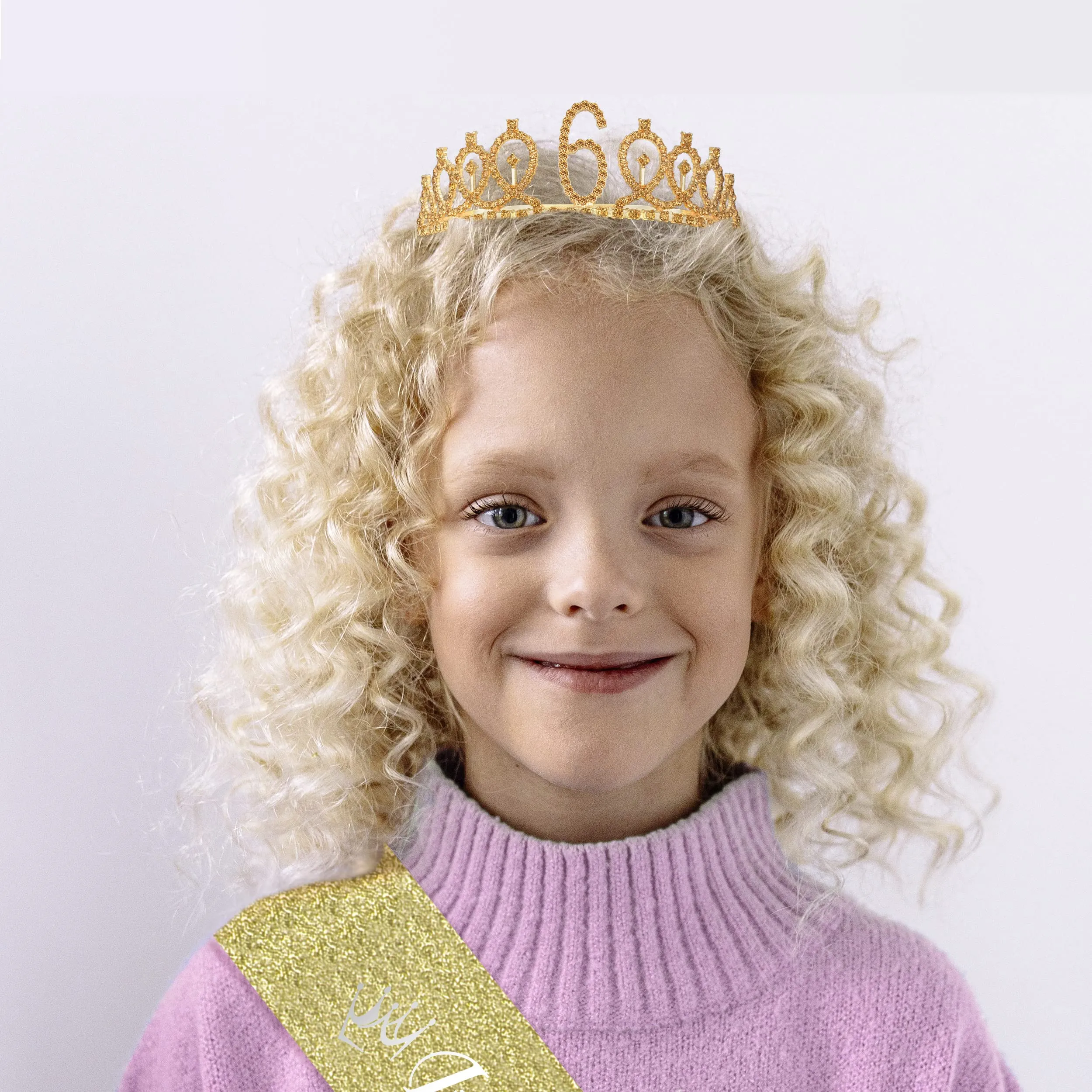 6th Birthday, 6th Birthday Gifts for Girls, 6th Birthday Tiara and Sash Gold, 6th Birthday