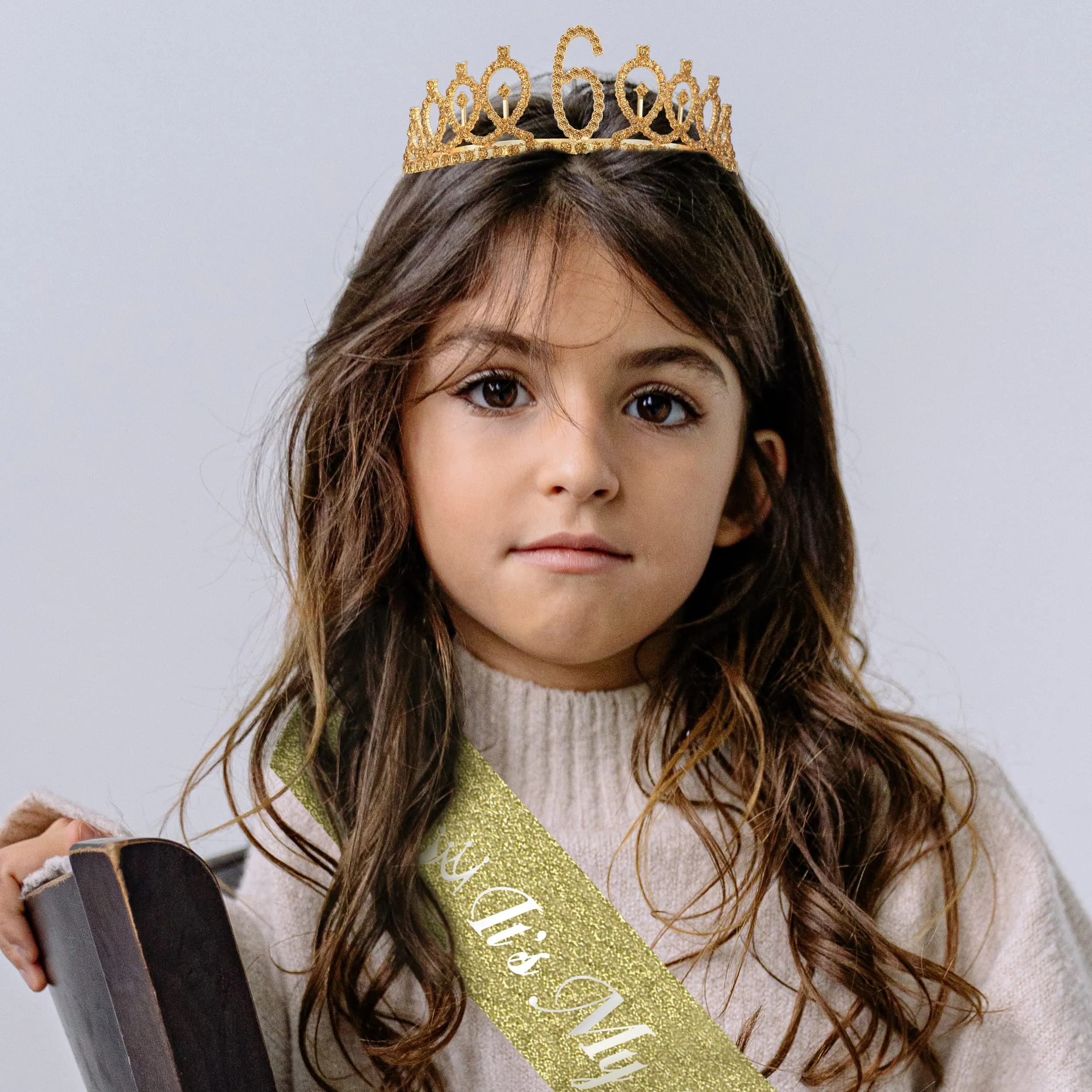 6th Birthday, 6th Birthday Gifts for Girls, 6th Birthday Tiara and Sash Gold, 6th Birthday