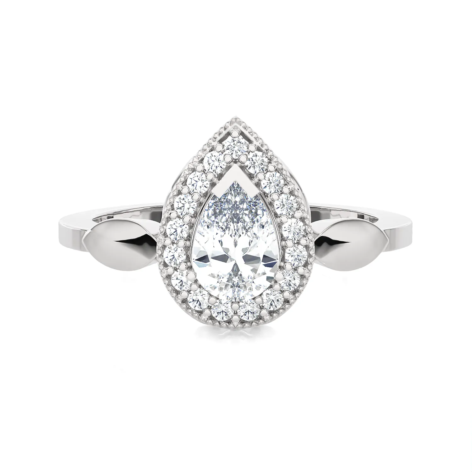 7/8 ctw Pear-Shaped Lab Grown Diamond Halo Engagement Ring