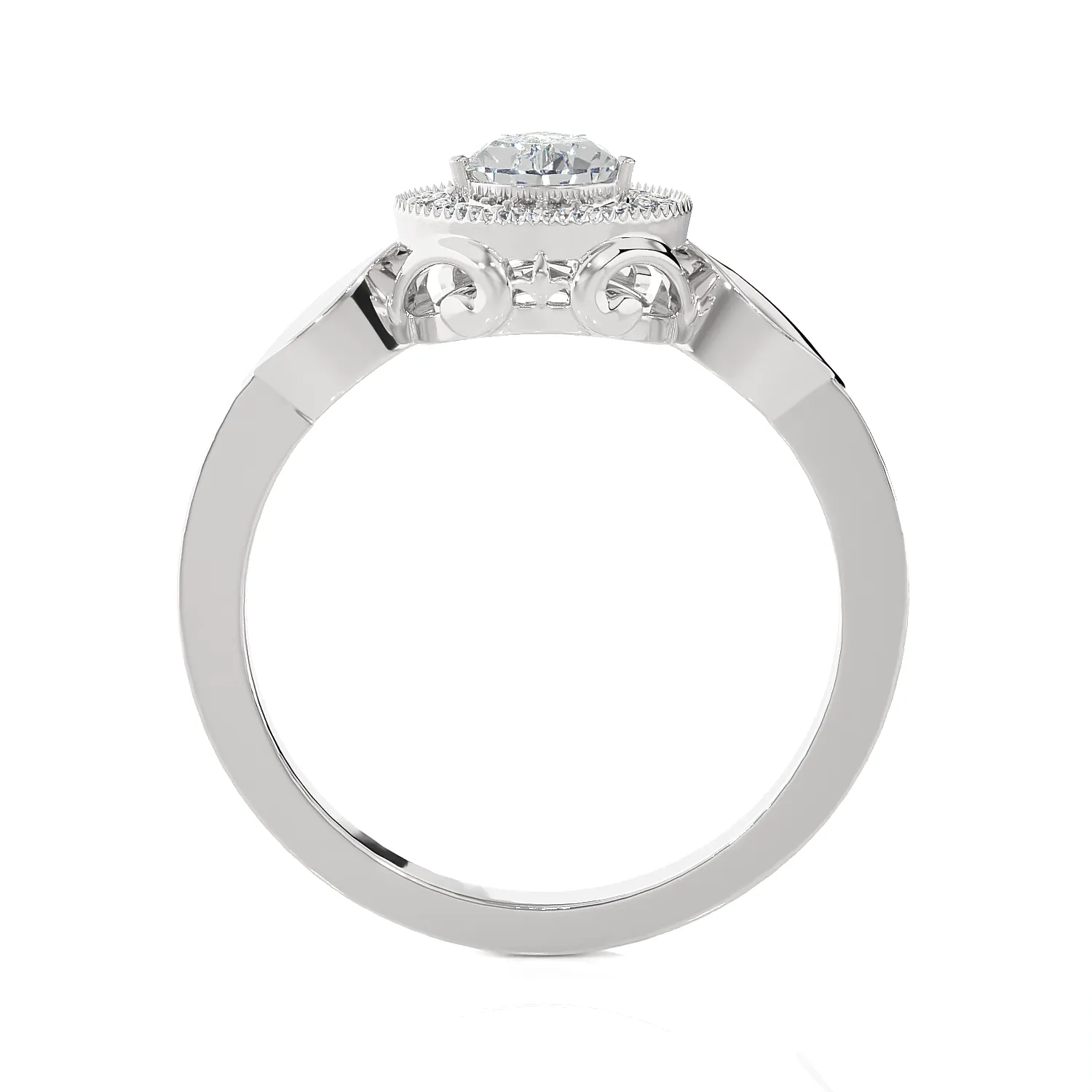 7/8 ctw Pear-Shaped Lab Grown Diamond Halo Engagement Ring