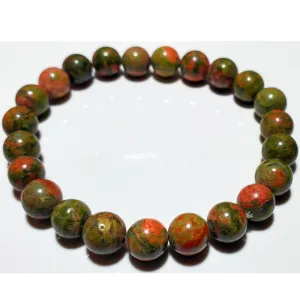 8mm Unakite Beaded Elastic Stretch Bracelet