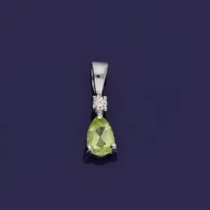 9ct White Gold Peridot and Diamond Pendant