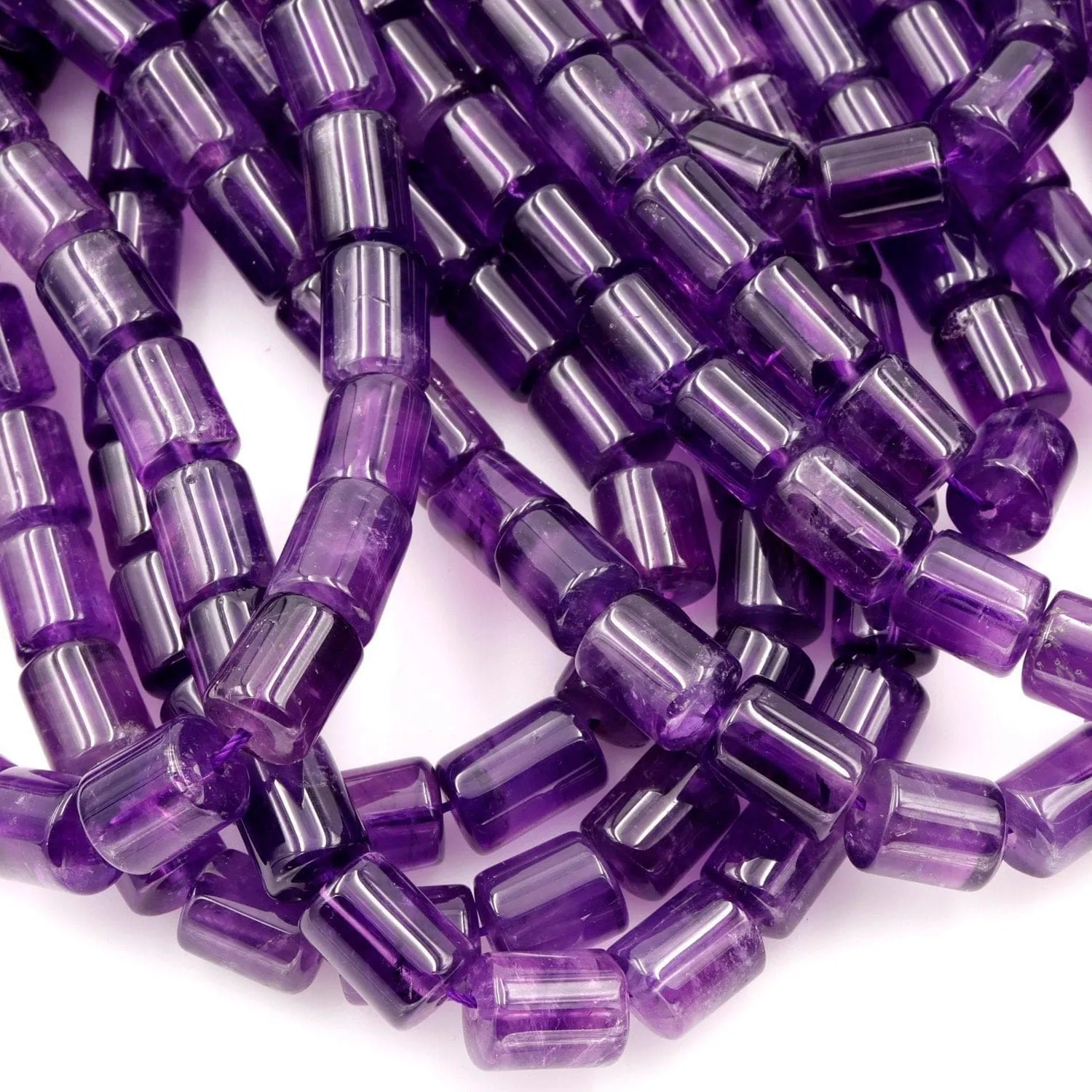 AA Natural Amethyst Tube Beads Cylinder Nugget Genuine Real Rich Purple Amethyst Gemstone Beads 16" Strand